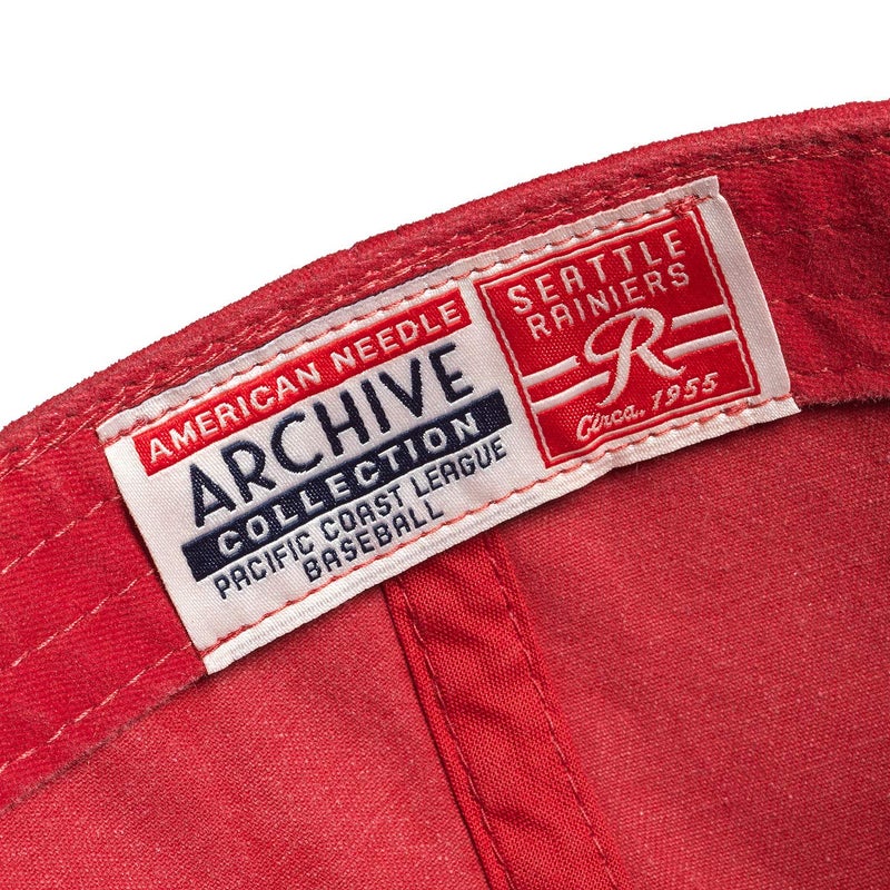 AMERICAN NEEDLE Archive MiLB Seattle Rainiers Baseball Dad Hat, Seattle Rainiers (Dark Red/Ivory) - Image 2